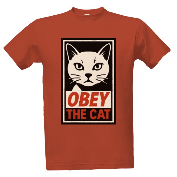 Tričko s potiskem Obey the cat