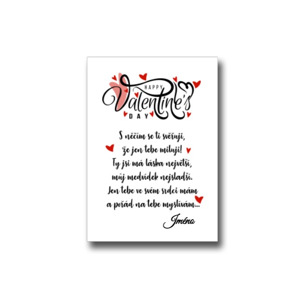 Přáníčko s potiskem Valentýnské přáníčko